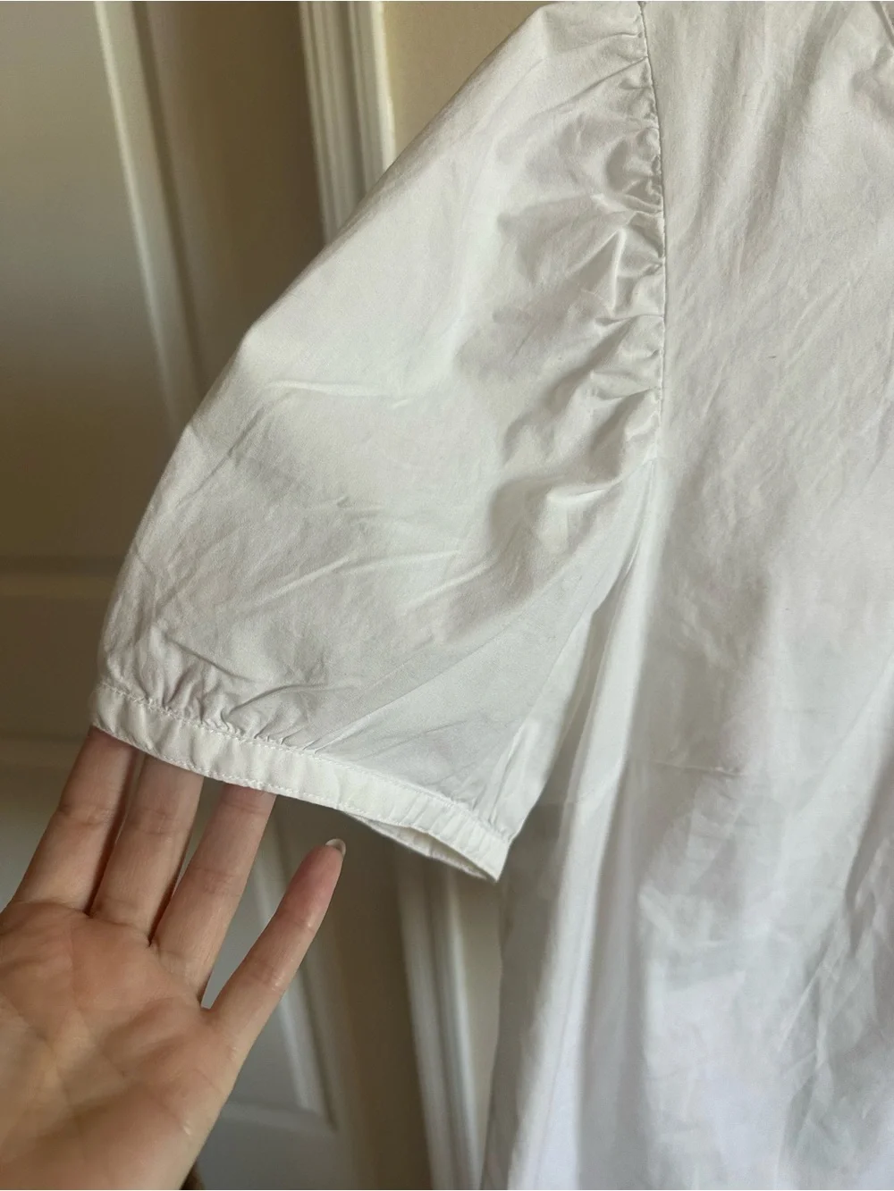 J. Crew White Short Puff-Sleeve Cotton Poplin Blouse